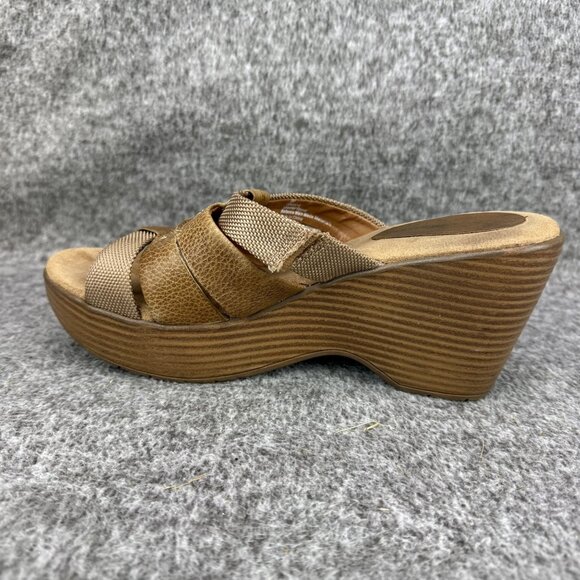 ✅Womens 8M Eddie Bauer Wedge Sandals Leather Upper Slip-On Brown Strappy Casual - Picture 12 of 14